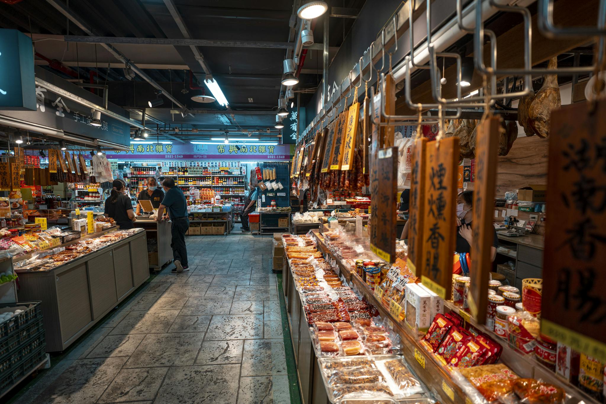 Captivating view of an Asian grocery store interior with diverse food selections.